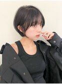 ハイライト白髪ぼかしダブルカラーインナーカラーショートボブ
