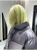 ルーツカラーペールグリーングラデーションカラーハイトーンボブ