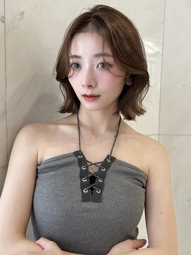 サイン 表参道(SIGN) 韓国ヘアグレージュカラーブリーチ無し透明感カラータッセルボブ