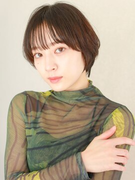 ガリカ 蔵前(Gallica) ナチュラルブラウン×耳かけOKの小顔ショートボブ×やわらか前髪