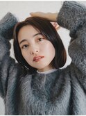 大人可愛い20代30代40代黒髪前下がりひし形小顔ボブ丸みショート