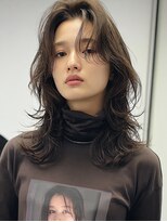 ノラキチジョウジ(NORA KICHIJOJI)&nbsp;くびれミディアムウルフボブパーマ前髪パーマウルフカット韓国