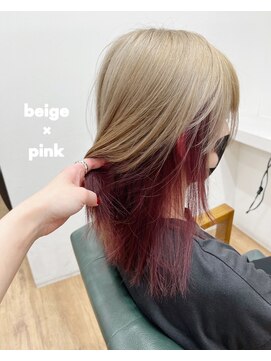 アクルヘアーバイテソロ(AKUR hair by tesoro) beige × pink