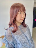 大人可愛いくびれヘアピンクブラウンスタイル