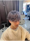 メンズシルバー　ダブルカラー　ブリーチカラー　メンズカラー