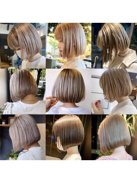 リノショアーズ 元町店(RINOSHORES) ボブスタイル外国人風カラーブロンドベージュカラーブリーチ