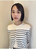 黒髪ボブぱっつん前髪ボブミニボブ切りっぱなしボブ