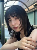 顔周りレイヤーカットくびれヘアミルクティーベージュカラー