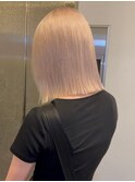 9714ブロンドベージュハイトーンカラー韓国切りっぱなしボブ