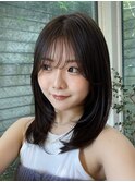 大人かわいいミディアムレイヤー顔まわりレイヤーイルミナカラー
