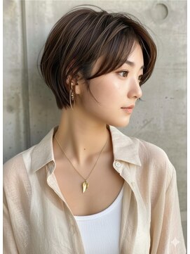 アース 栄店(HAIR&MAKE EARTH) earthショートレイヤーボブミルクティー丸みショートボブ