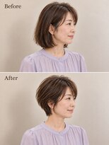 aptas 青山/表参道 白髪染め/白髪ぼかしハイライト/ボリュームアップエクステ&nbsp;50代の大人ショート｜表参道・青山