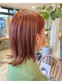 ブリーチカラー オンレンジブラウン 髪質改善トリートメント