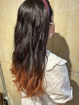 リブロ(liblo) 地毛 × くすみオレンジ／裾グラデーション