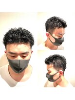 銀座マツナガ 浅草店 ツーブロックビジネスパーマショート大人爽やか黒髪