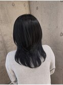 ウルフカット ブリーチ インナーカラー ブルー おおたかの森
