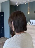 小顔ストレートボブ暗髪グレージュダークアッシュモード