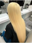 8190渋谷ブロンドホワイトアッシュ髪質改善ストレート韓国ヘア