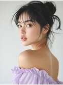 黒髪/ボブルフ/ネビージュ/小顔/ワンレン/水戸/髪質改善/前髪