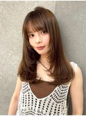 ミディアムレイヤーカット/髪質改善/韓国/黒髪/小顔/前髪/天神