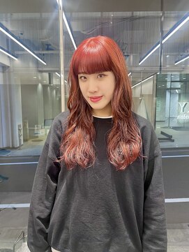 パーマ×オレンジレッド