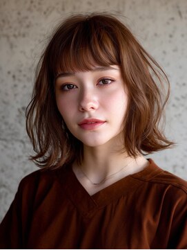 アンドレイ 表参道(andrey) 着物ヘア/ダークアッシュ/ミディアムレイヤーカット/表参道