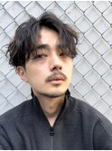 かき上げバングツイストスパイラル無造作センターパートヘア