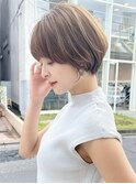 前髪あり耳掛け丸みくびれショートボブ20代30代40代50代(蘭)