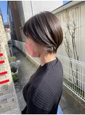 ショートボブ×インナーカラーベージュ