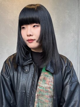 ガーデンヨコハマ(GARDEN YOKOHAMA) 黒髪姫カット重め前髪レイヤーセミロングイメチェン似合わせ暗髪