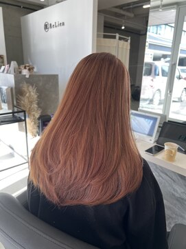 リリアン(ReLien) 大人かわいいレイヤーカット×オレンジベージュ