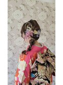 成人式/サイドアップ/サイド編みおろし