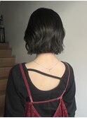 切りっぱなしボブ外ハネ外国人風ボブヘーゼルベージュアッシュ