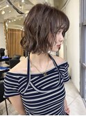〒ミディアムパーマデジタルパーマボブパーマナチュラルブラウン