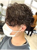 波巻きスパイラルパーマツーブロックマッシュパーマ調布