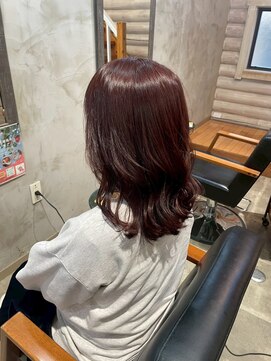 クレエ ヘアー デザイン(creer hair design) うるツヤボルドーカラー×ゆるふわナチュラルウェーブミディ