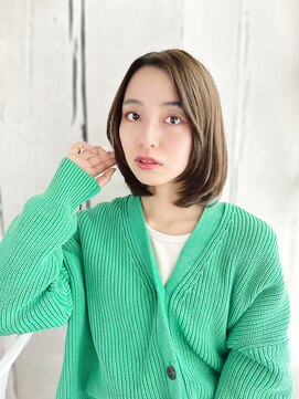 【町田】明るめアッシュボブ×クールな流し前髪/大人女子に人気