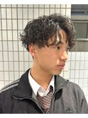 シャドウパーマ/センターパート/刈り上げ/藤沢美容院