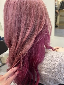 ハチマルハチ ナル 登戸店(808 nalu) チェリーピンク×ビビッドピンクインナーカラー