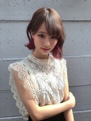 耳掛け×インナーカラー×大人可愛い小顔