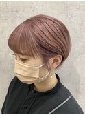丸みショート×ワイドバング【ラベンダーベージュ】