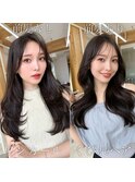 大人可愛い韓国ヘア　レイヤーカット　くびれヘア　小顔ヘア#