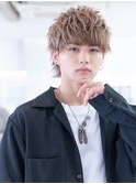 メンズハイトーンカラーアップバングツーブロックモテ髪