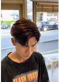 毛流れ縮毛矯正メンズセンターパート