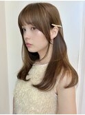 顔まわりカット/レイヤーカット/小顔カット/くすみベージュ