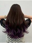 韓国風コテ巻き/パープルカラー/グラデーション