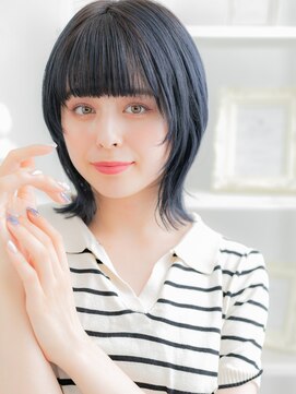 モッズヘア 越谷(mod's hair) ぱっつんバングウルフレイヤー小顔マレットヘアh4越谷20代30代