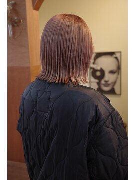 チャプター 問屋町(chapter) 髪質改善切りっぱなしボブ外はねボブヘイリーボブピンクベージュ