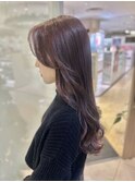 透明感ラベンダーピンク×韓国風ゆる巻きロングレイヤー
