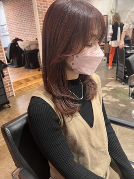 ヴィップルーム(viproom) 黒髪/グレーベージュ/レイヤーロング/前髪パーマ